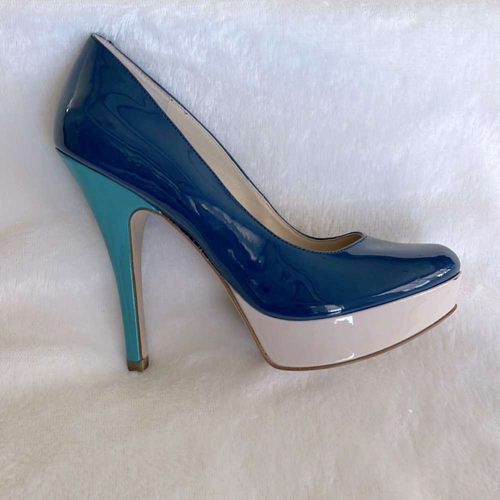 Gorgeous, color-blocked platform stilettos